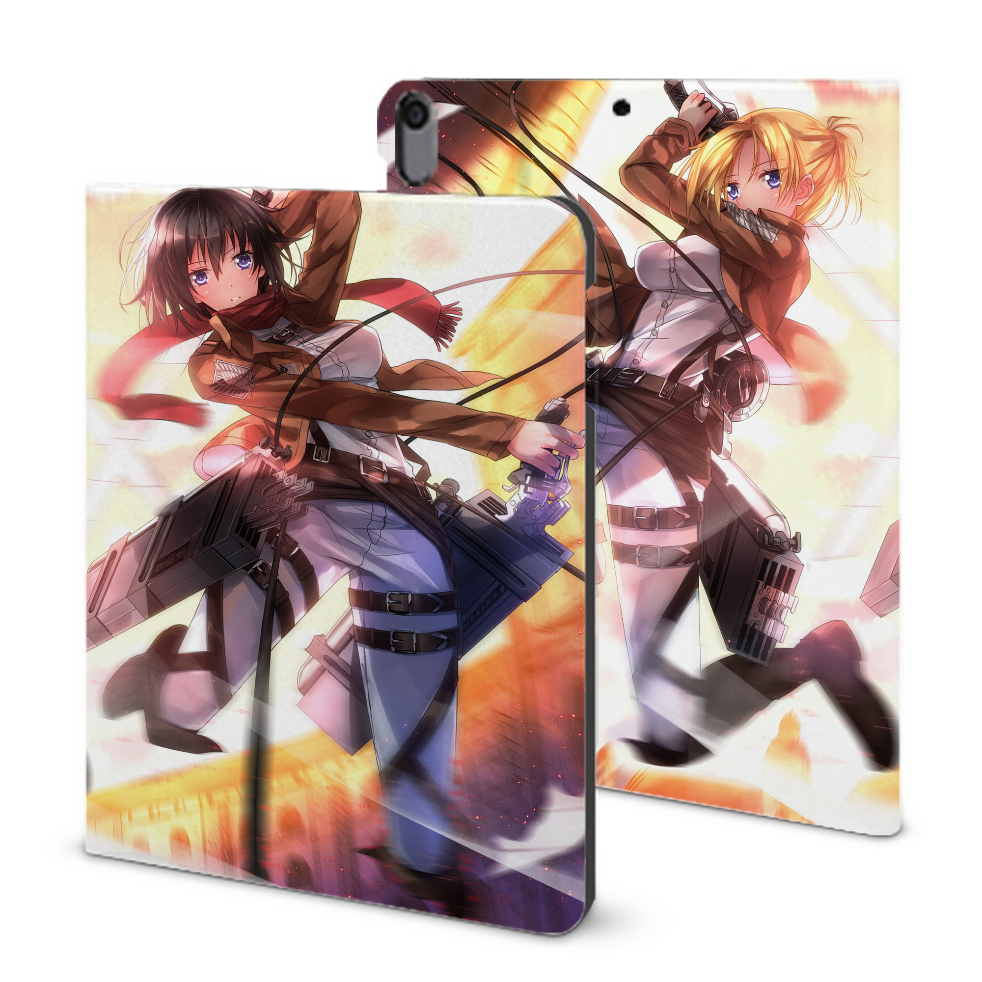 （画像用） 進撃の巨人 Attack on Titan IPad ケース ブック型 PUレザー TPU 耐衝撃 軽量 薄型 ペン収納なし 全面保護 IPad 各モデル対応